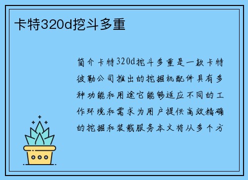 卡特320d挖斗多重